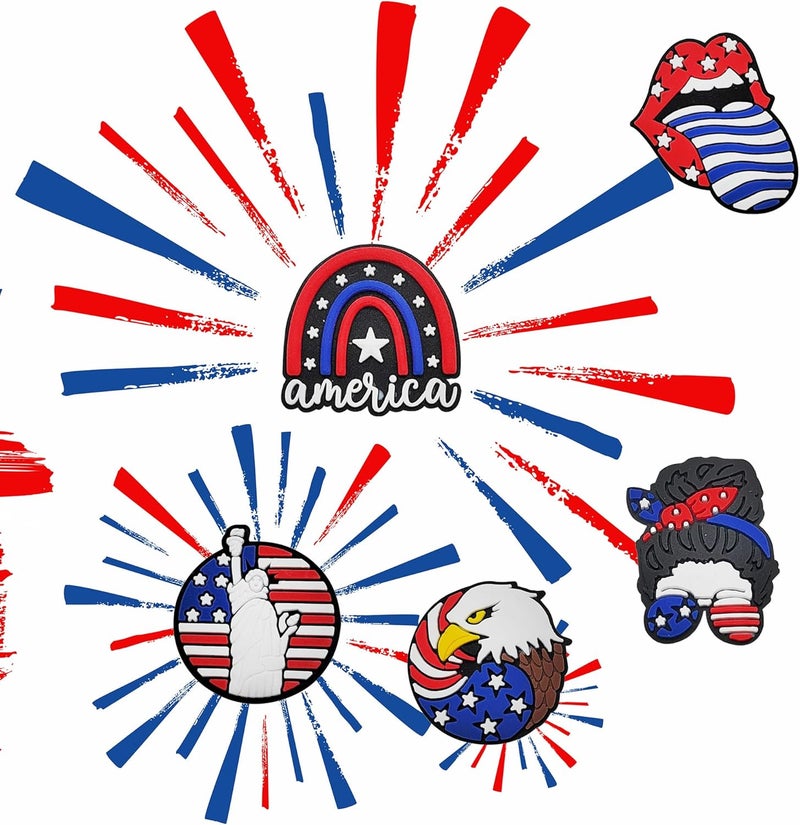 BULKITEM 25 Pcs Gamer, Summer, Nurse, Pink, Hunting, Black,USA american flag crocs,Shoe Charms, Cute Shoe Accessories Gifts Charms for Teens Kids Adults - Image 3